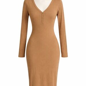 Old Navy Tan Long Sleeve Dress